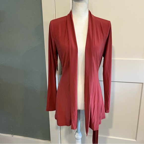 Triple 7 Mauve Stretch Knit Belted Open Cardigan Medium - Picture 1 of 9